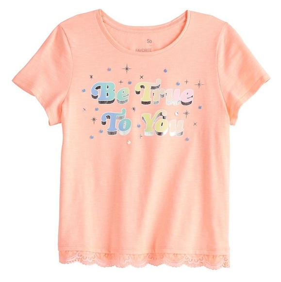 ๐50% OFF - NWTโผ๏ธ SO brand Lace-trim "Be True To You" Graphic Tee - Picture 1 of 7